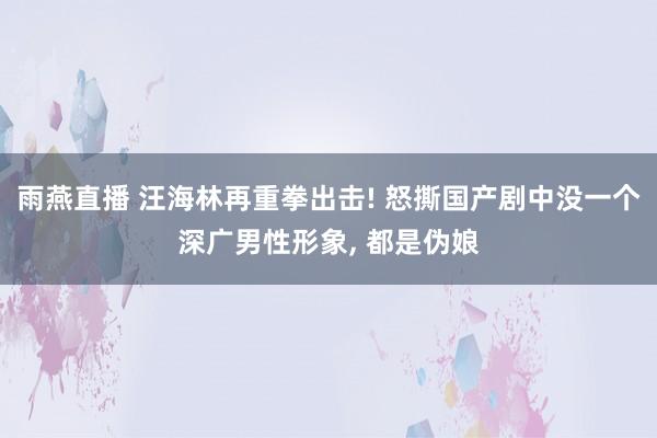 雨燕直播 汪海林再重拳出击! 怒撕国产剧中没一个深广男性形象, 都是伪娘
