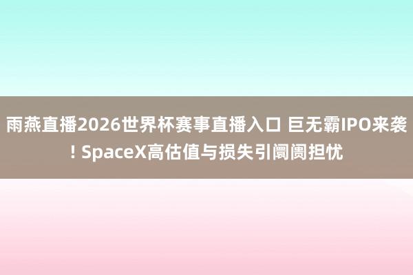 雨燕直播2026世界杯赛事直播入口 巨无霸IPO来袭! SpaceX高估值与损失引阛阓担忧