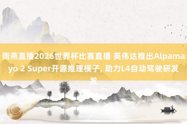 雨燕直播2026世界杯比赛直播 英伟达推出Alpamayo 2 Super开源推理模子, 助力L4自动驾驶研发