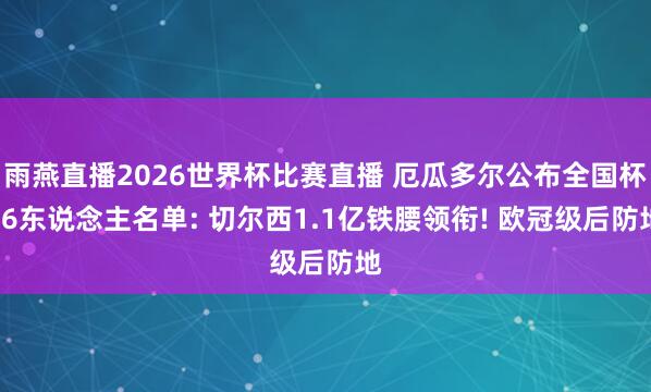 雨燕直播2026世界杯比赛直播 厄瓜多尔公布全国杯26东说念主名单: 切尔西1.1亿铁腰领衔! 欧冠级后防地