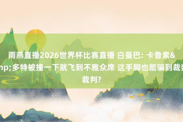 雨燕直播2026世界杯比赛直播 白曼巴: 卡鲁索&多特被撞一下就飞到不雅众席 这手脚也能骗到裁判?