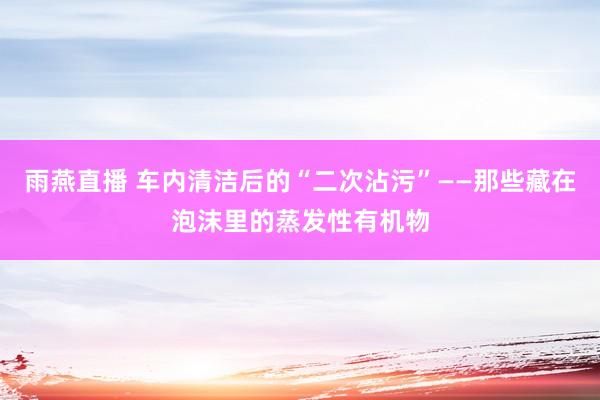 雨燕直播 车内清洁后的“二次沾污”——那些藏在泡沫里的蒸发性有机物