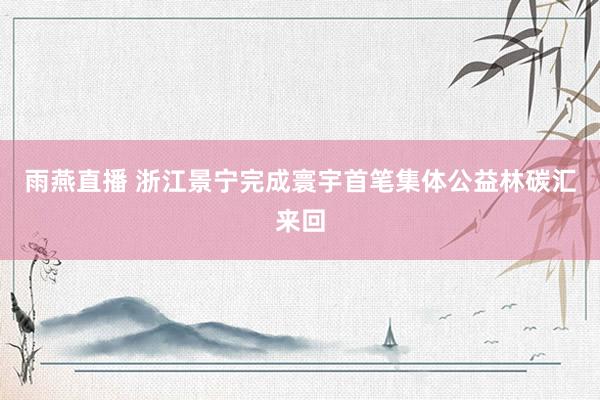 雨燕直播 浙江景宁完成寰宇首笔集体公益林碳汇来回