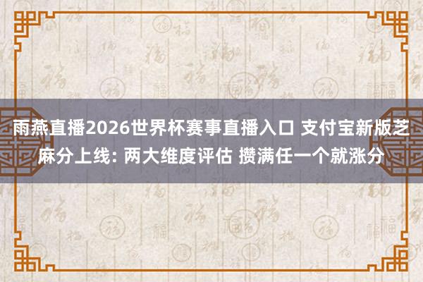 雨燕直播2026世界杯赛事直播入口 支付宝新版芝麻分上线: 两大维度评估 攒满任一个就涨分