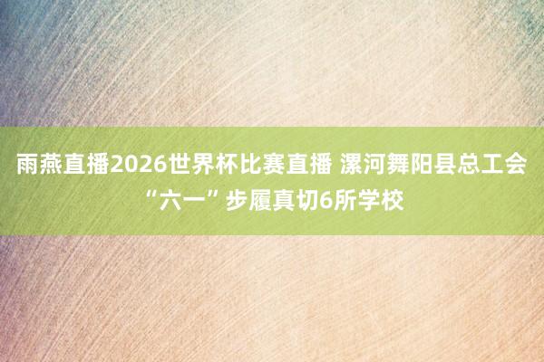 雨燕直播2026世界杯比赛直播 漯河舞阳县总工会“六一”步履真切6所学校