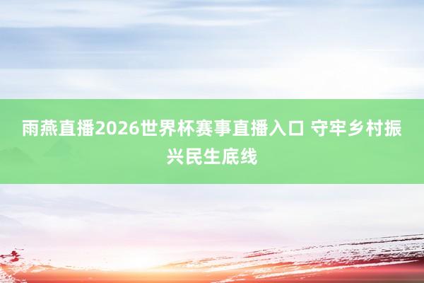 雨燕直播2026世界杯赛事直播入口 守牢乡村振兴民生底线
