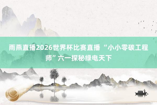 雨燕直播2026世界杯比赛直播 “小小零碳工程师”六一探秘绿电天下