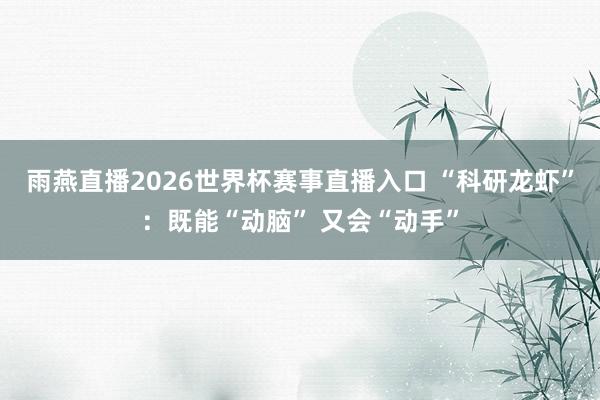 雨燕直播2026世界杯赛事直播入口 “科研龙虾”：既能“动脑” 又会“动手”