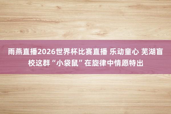 雨燕直播2026世界杯比赛直播 乐动童心 芜湖盲校这群“小袋鼠”在旋律中情愿特出