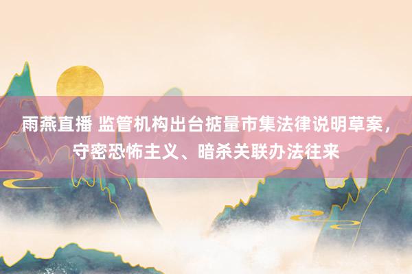 雨燕直播 监管机构出台掂量市集法律说明草案，守密恐怖主义、暗杀关联办法往来