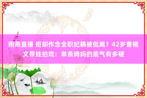 雨燕直播 拒却作念全职妃耦被仳离？42岁曹曦文带娃拍戏：单亲姆妈的底气有多硬
