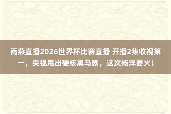 雨燕直播2026世界杯比赛直播 开播2集收视第一，央视甩出硬核黑马剧，这次杨洋要火！