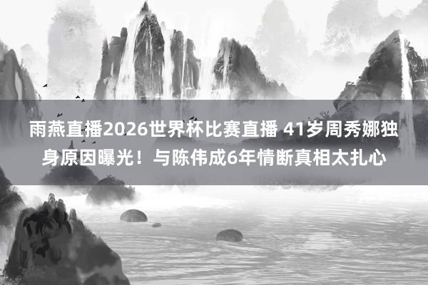 雨燕直播2026世界杯比赛直播 41岁周秀娜独身原因曝光！与陈伟成6年情断真相太扎心