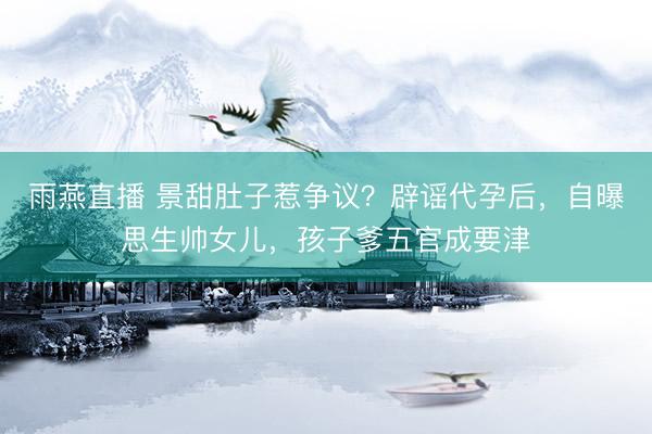 雨燕直播 景甜肚子惹争议？辟谣代孕后，自曝思生帅女儿，孩子爹五官成要津