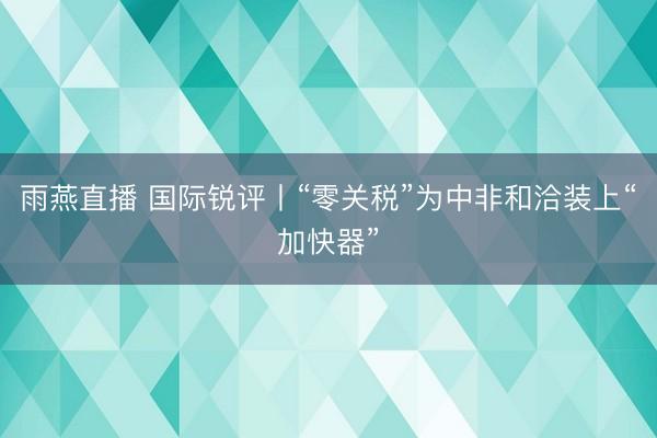 雨燕直播 国际锐评丨“零关税”为中非和洽装上“加快器”
