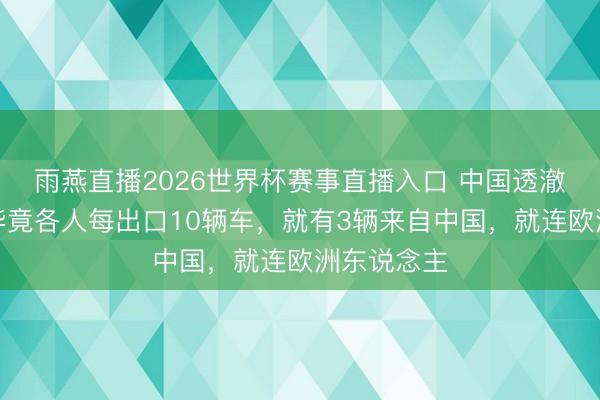 雨燕直播2026世界杯赛事直播入口 中国透澈赢麻了！毕竟各人每出口10辆车，就有3辆来自中国，就连欧洲东说念主