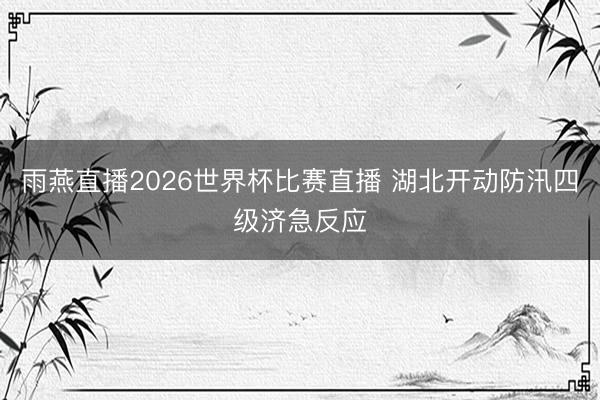 雨燕直播2026世界杯比赛直播 湖北开动防汛四级济急反应