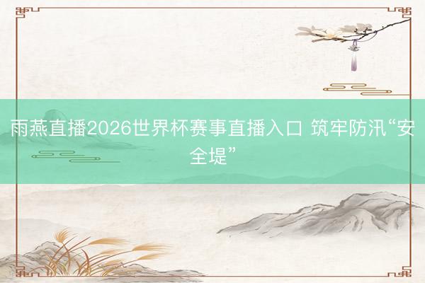 雨燕直播2026世界杯赛事直播入口 筑牢防汛“安全堤”