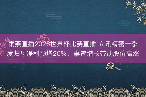 雨燕直播2026世界杯比赛直播 立讯精密一季度归母净利预增20%，事迹增长带动股价高涨