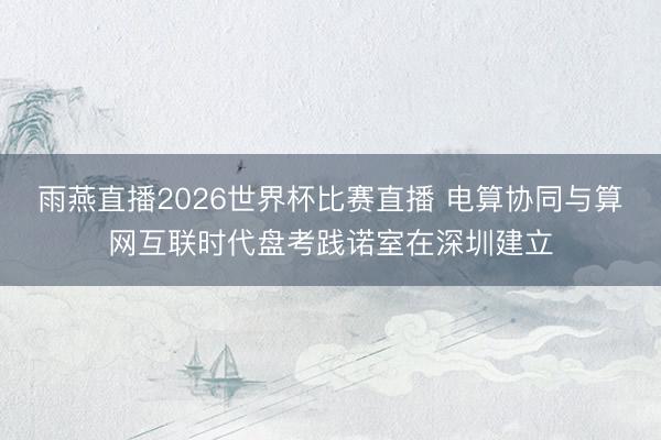 雨燕直播2026世界杯比赛直播 电算协同与算网互联时代盘考践诺室在深圳建立