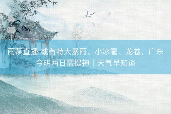雨燕直播 或有特大暴雨、小冰雹、龙卷，广东今明两日需提神｜天气早知谈
