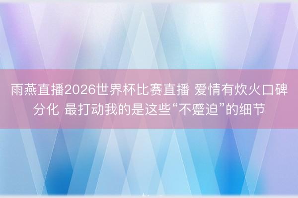 雨燕直播2026世界杯比赛直播 爱情有炊火口碑分化 最打动我的是这些“不蹙迫”的细节