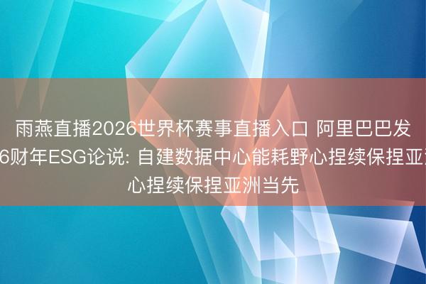 雨燕直播2026世界杯赛事直播入口 阿里巴巴发布2026财年ESG论说: 自建数据中心能耗野心捏续保捏亚洲当先