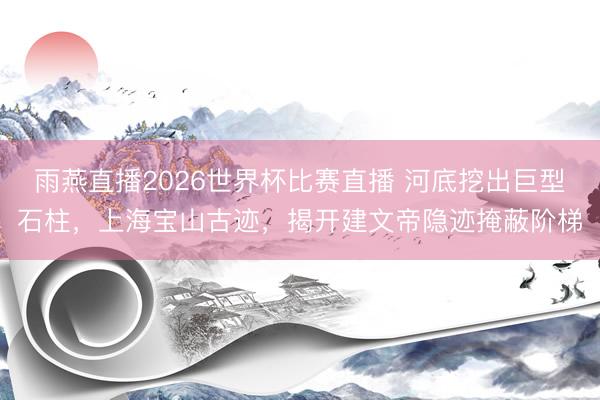 雨燕直播2026世界杯比赛直播 河底挖出巨型石柱,上海宝山古迹,揭开建文帝隐迹掩蔽阶梯